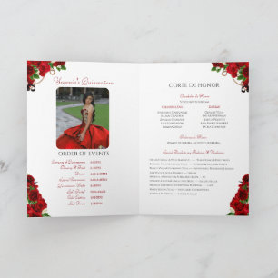 Red Rose Mariachi Charro Quinceanera Photo Programme