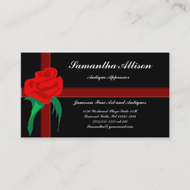 Red Rose Modern Goth Business Card (Front)