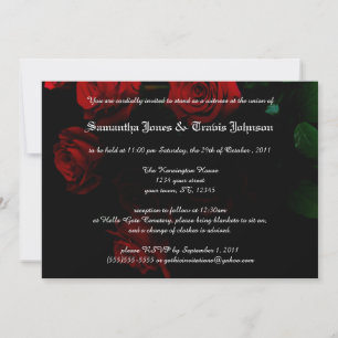 Red Rose Modern Goth Wedding Invitations