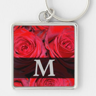Red Rose Monogram Key Ring