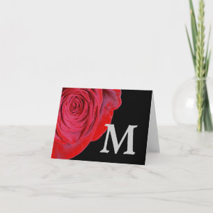 Red Rose Monogram Note Card