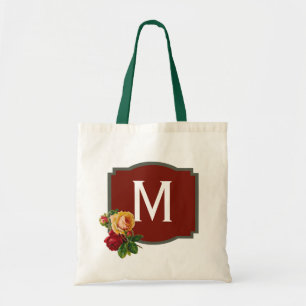 Red Rose Monogram Tote Bag