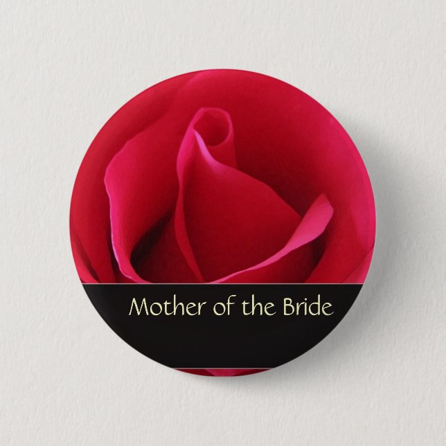 Red rose mother of the bride button (Front)