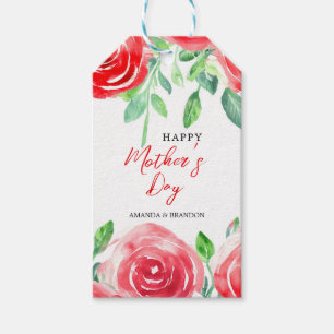 Red Rose Mother's Day Design with Kids Names Gift Tags