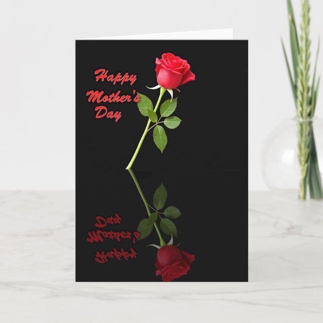 Red Rose Mothers Day Reflection Card (Front)