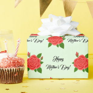 Red Rose Mother's Day Wrapping Paper