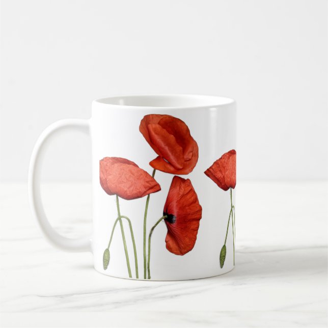 „Red Rose Mug – Elegant Floral Coffee Cup“ (Left)