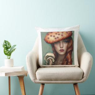 red rose mushroom lover artist designer cushion