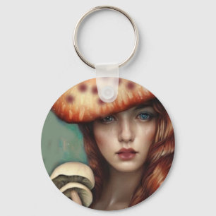 red rose mushroom lover artist designer key ring