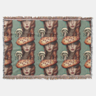 red rose mushroom lover artist designer throw blanket