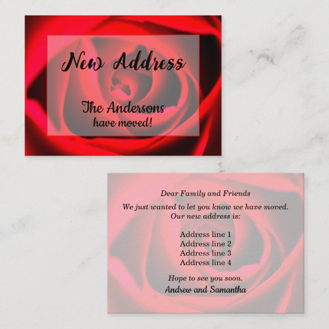 Red Rose New Address Announcement (Front/Back)