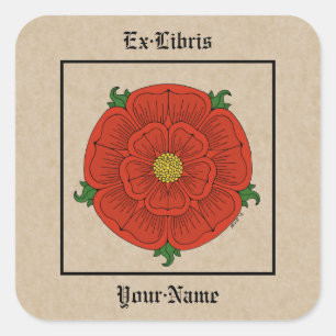 Red Rose of Lancaster Bookplate Square Sticker