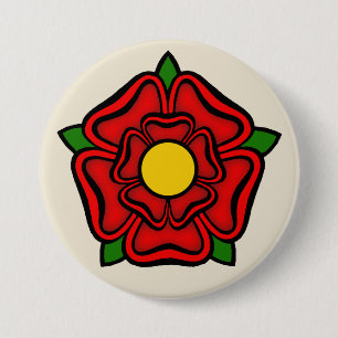 Red Rose of Lancaster, England Emblem of Royalty 7.5 Cm Round Badge