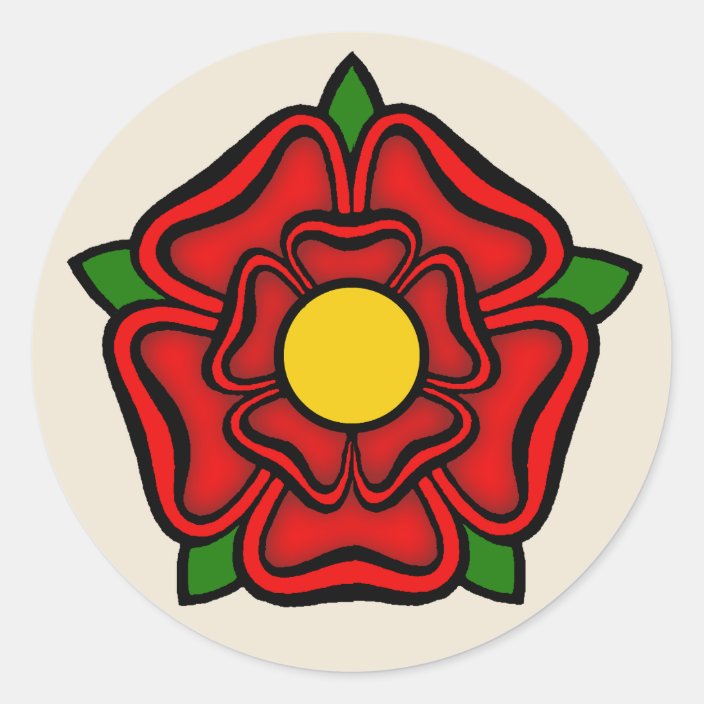 Red Rose of Lancaster, England Emblem of Royalty Classic Round Sticker ...