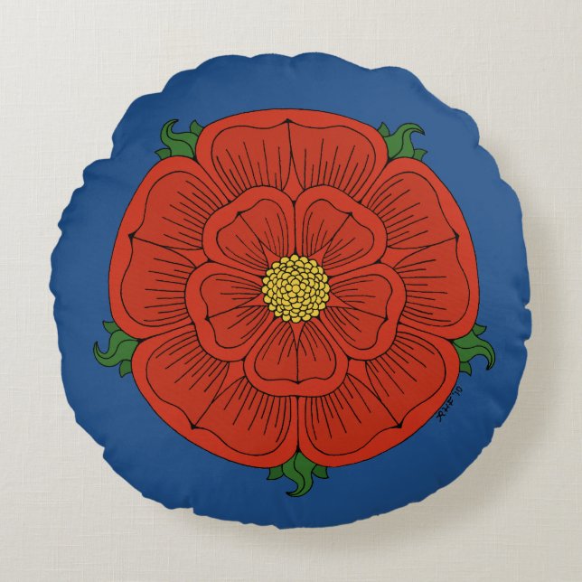 Red Rose of Lancaster Round Cushion (Front)
