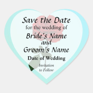 Red Rose of Summer Save the Date Heart Sticker