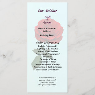 Red Rose of Summer Wedding Program Programme