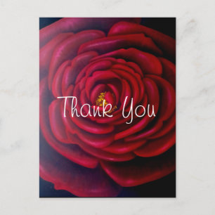 Red Rose Oil Painting Thank You Postcard