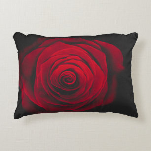 Red rose on black background vintage effect decorative cushion