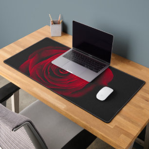 Red rose on black background vintage effect desk mat