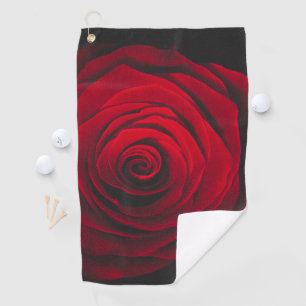 Red rose on black background vintage effect golf towel