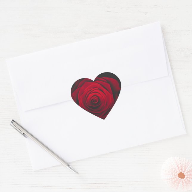 Red rose on black background vintage effect heart sticker (Envelope)