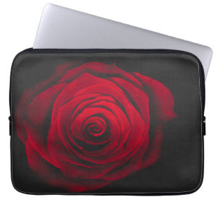 Red rose on black background vintage effect laptop sleeve
