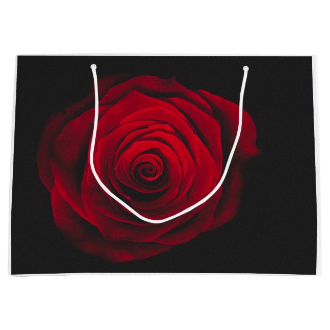 Red rose on black background vintage effect large gift bag (Front)