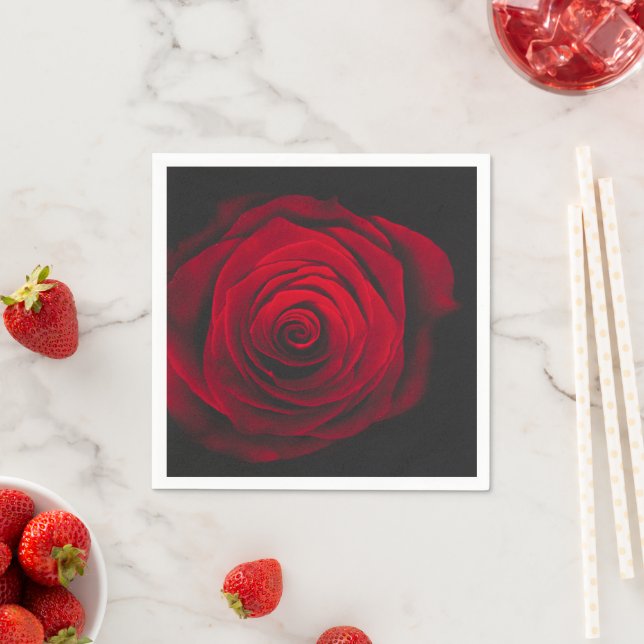 Red rose on black background vintage effect napkin (Insitu)
