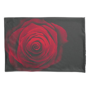 Red rose on black background vintage effect pillowcase