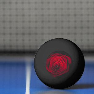 Red rose on black background vintage effect ping pong ball