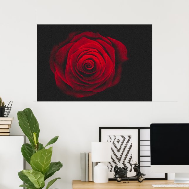 Red rose on black background vintage effect poster (Home Office)