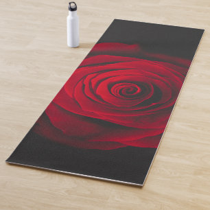 Red rose on black background vintage effect yoga mat