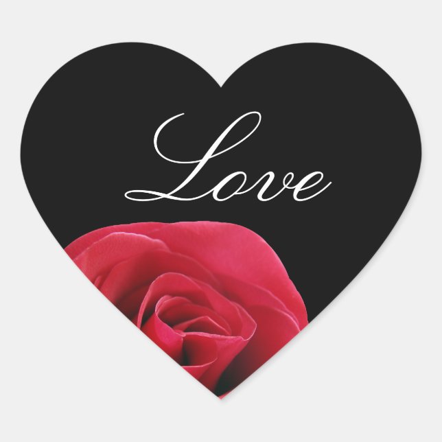 red rose on black heart stickers (Front)