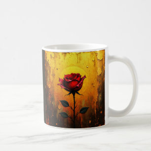 Red Rose on Gold Coffee Mug