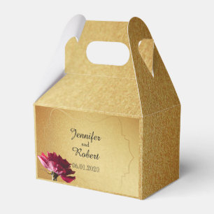 Red Rose on Gold Wedding Favour Box