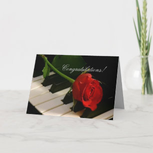 Red Rose on Piano Keys-Bravissimo! Card