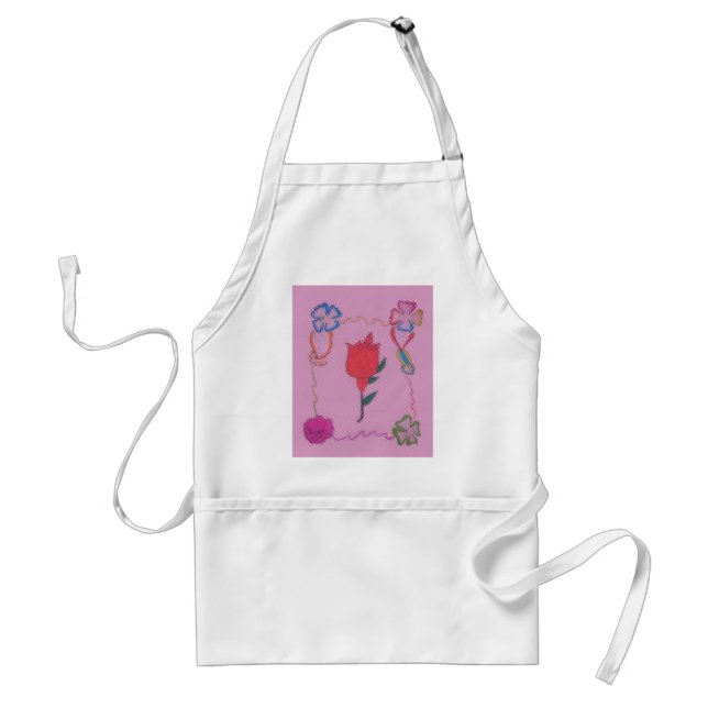 Red Rose on Pink :Floral Border Art Print/Graphic  Standard Apron (Front)