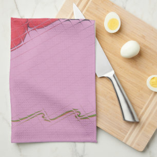 Red Rose on Pink: Floral Border Art Print/Graphic Tea Towel
