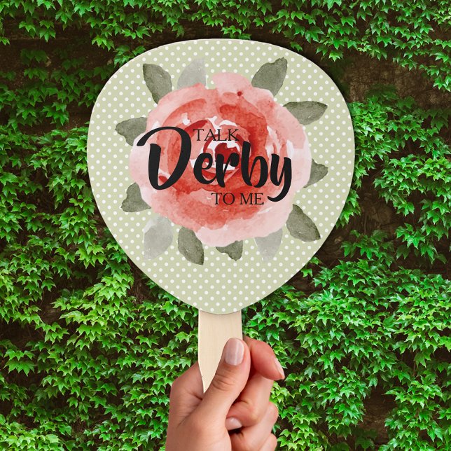 Red Rose on Polka Dots Talk Derby to Me Hand Fan (Red Rose on Polka Dots Talk Derby to Me Hand Fans)