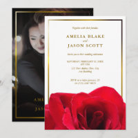 Red Rose on White | Gold Frame with Photo Wedding