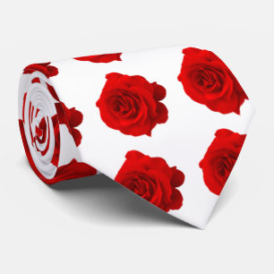 Red Rose on White Tie
