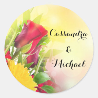 Red Rose on Yellow Custom Event Stickers