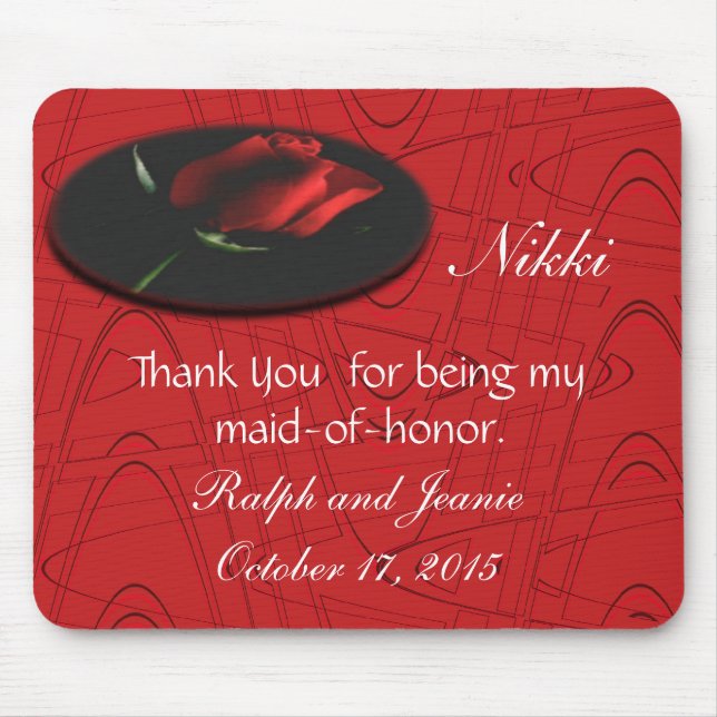 Red Rose onBlkGraphic,customise Mouse Mat (Front)