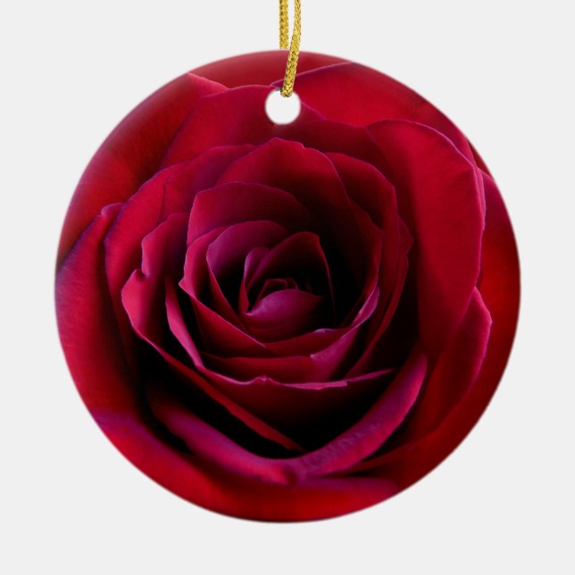 Red Rose Ornament Personalised Rose Decorations (Front)