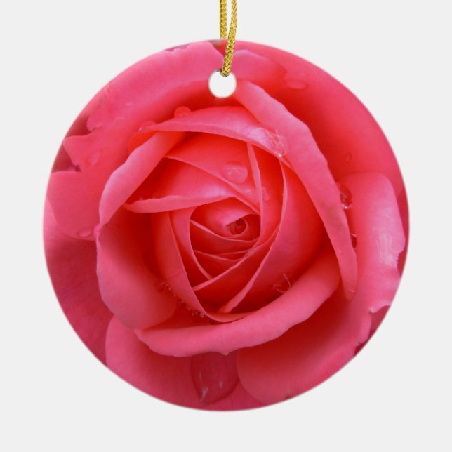Red Rose Ornament Personalised Rose Decorations (Front)