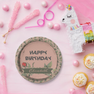 Red Rose Paper Plate