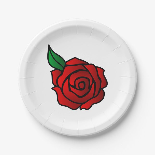 Red Rose Paper Plates (Front)