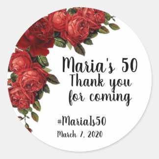 Red rose party favour sticker
