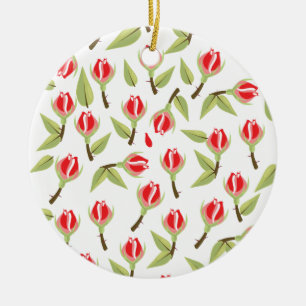 Red Rose Pattern Ceramic Tree Decoration